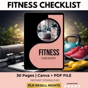 Fitness Checklist Printable Bundle — Gym Tracker, Workout Planner & Wellness Journal | Canva + PDF with Full PLR Resell Rights