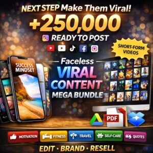 250,000+ Faceless Viral Reels Mega Bundle — Instagram, TikTok & YouTube Shorts | Full PLR + MRR Resell Rights | Instant Digital Download